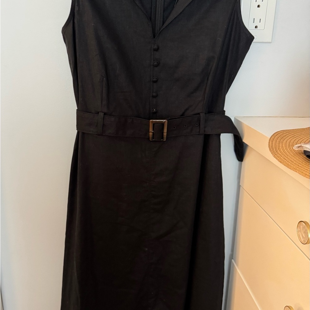 NWT Banana Republic Linen Black Sleeveless Dress - petite sz 2